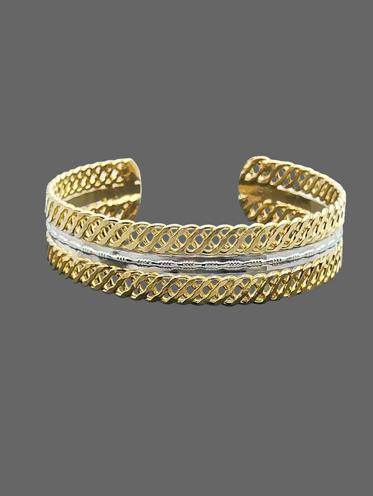 Brazalete de plata y oro, pulsera de metal trenzado, joyería elegante y con clase, mujeres, regalos, niñas