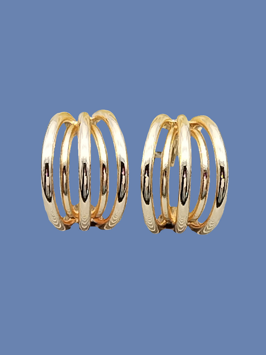 Five Rows Gold Hoop Earrings, Women´s Jewelry, Gifts for Her