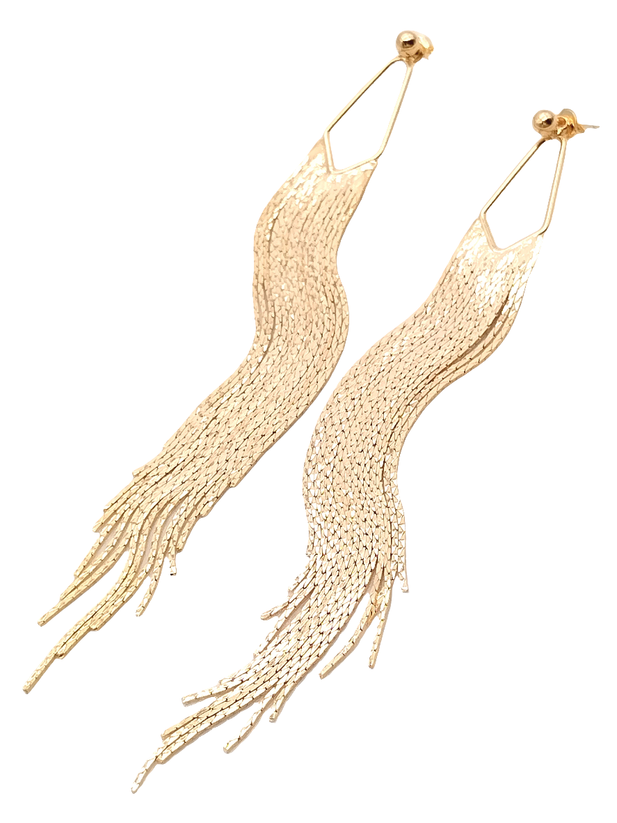 Gold Chain Tassel Earrings, Festive Fringe Long Dangles, Trending Jewelry, Gifts, Women