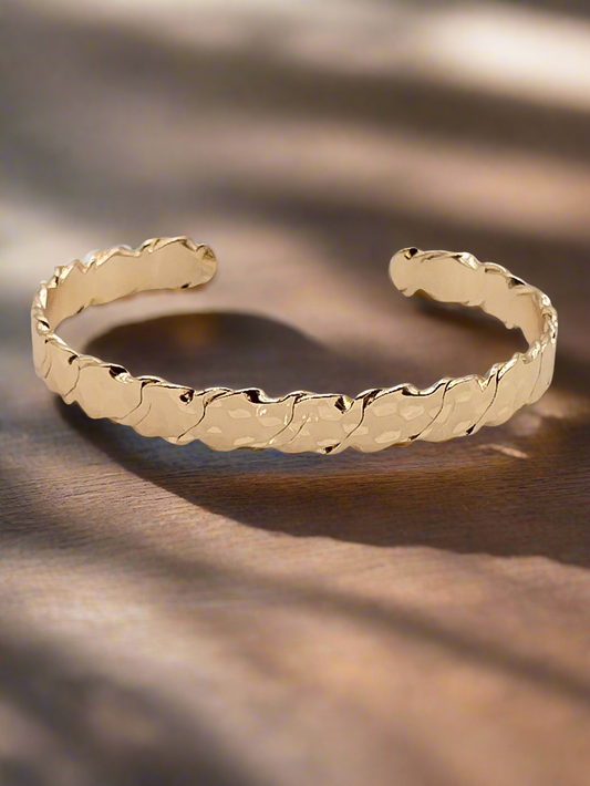 Hammered Cuff Bracelet, Bangle, Stack, Gold Plated 18k, Trending, Fashion, Women, Gifts