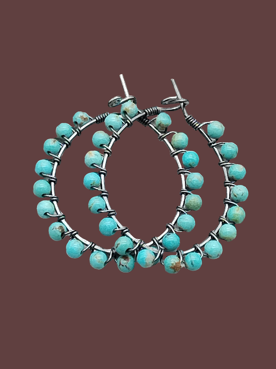 Pendientes de turquesa de Baja en plata de ley, aros, pendientes con cuentas de piedras preciosas, joyería fina, estilo vaquera, regalos para mujeres, aniversarios, hermanas, esposas, mamás