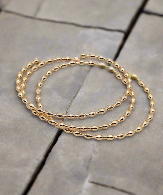 Gold Beaded Bracelet, 18k Gold Plated Cuff, Adjustable, Classy, Jewelry, Women, Gifts, Mom