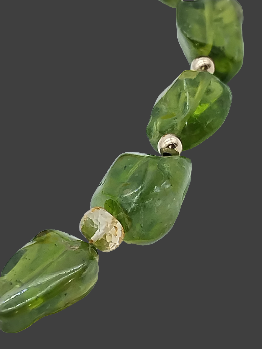 Gargantilla con pepitas de peridoto grandes, oro amarillo macizo de 14 k, collar de oro con citrino, gargantilla con piedras preciosas grandes