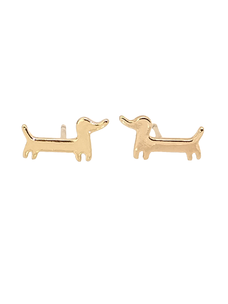 Dachshund Earrings, Tiny Teckel Studs, Gold, Minimalist, Jewelry, Trending, Christmas Gifts, Girls