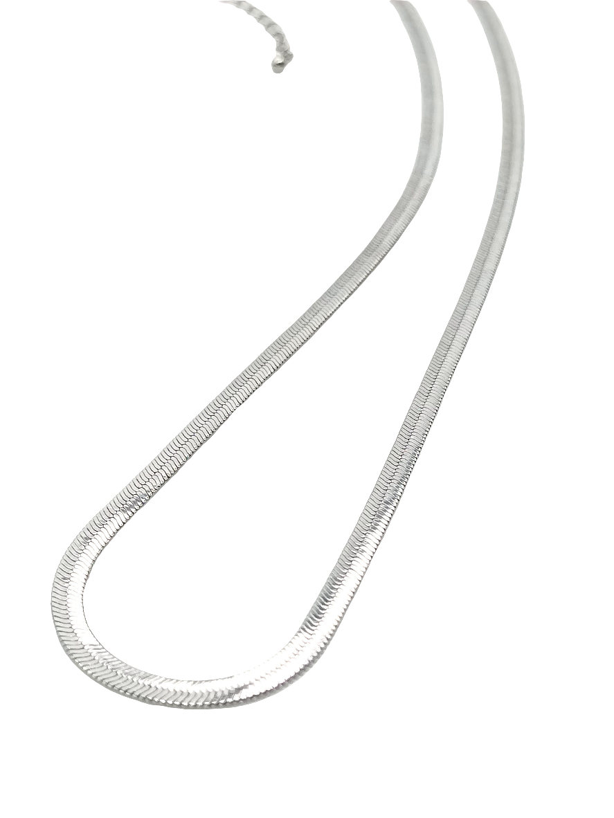 Schlangenkette Halskette, Silber flaches Halsband, Layering, edler Schmuck, Trendy, Frauen